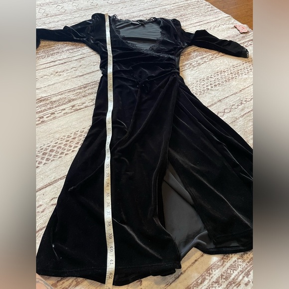 Apt 9 dark romantic lace trim midi velour dress size M stretch whimsigoth witchy - Picture 13 of 13